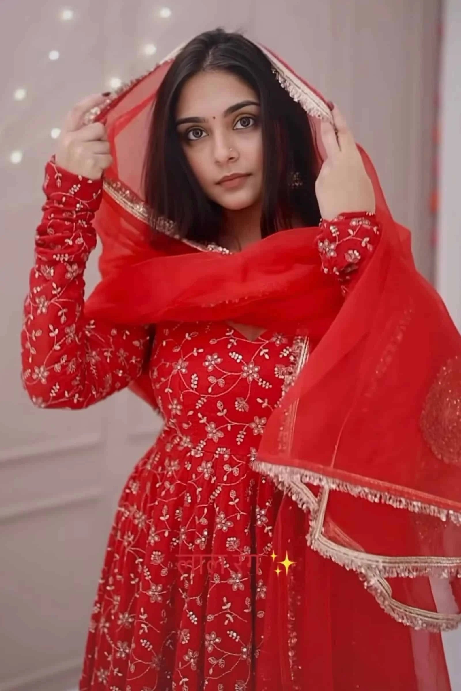 Saiyaara Red Colour Premium Anarkali Suit Set