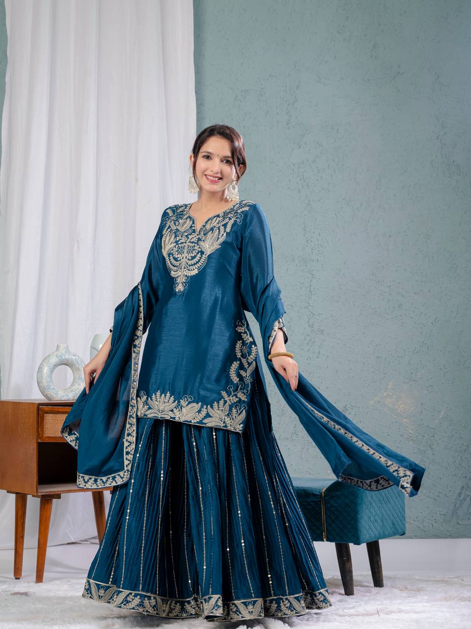 Party wear heavy Top,Sarara & Dupatta