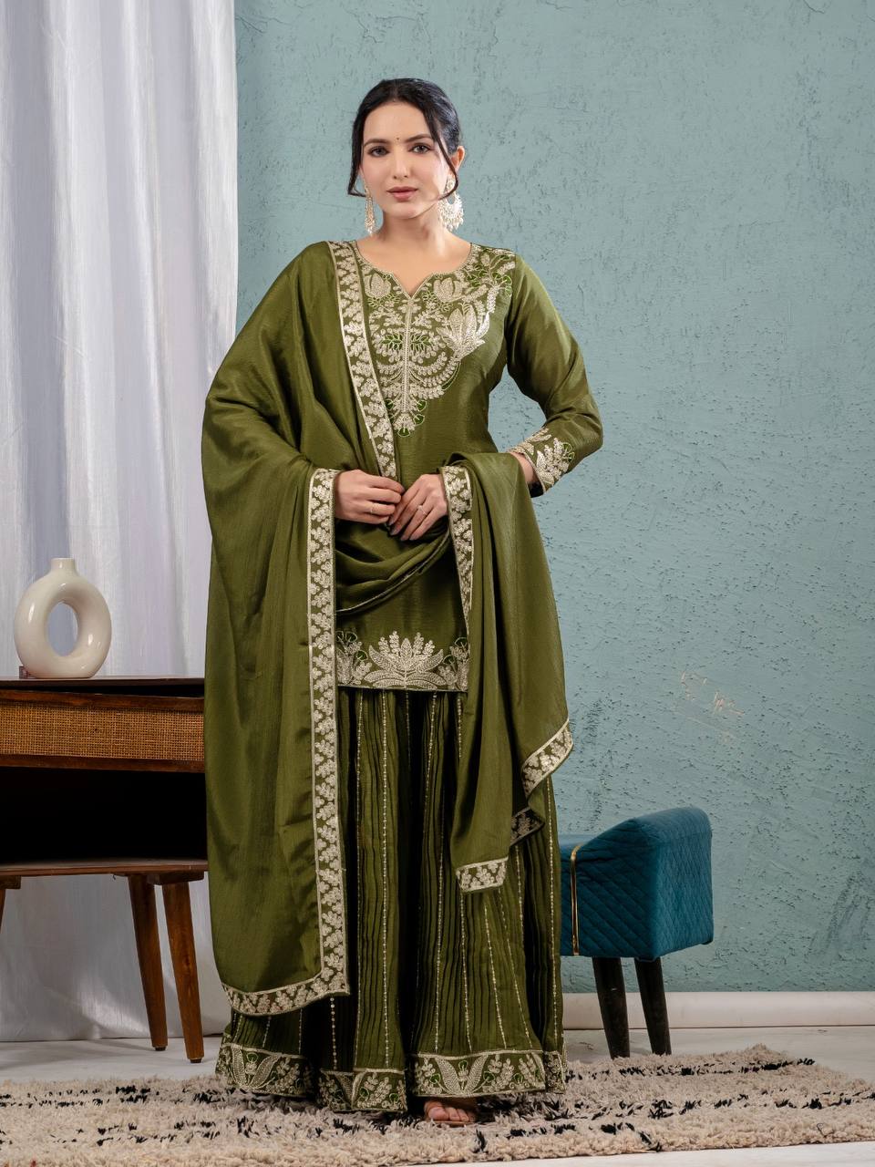 Party wear heavy Top,Sarara & Dupatta