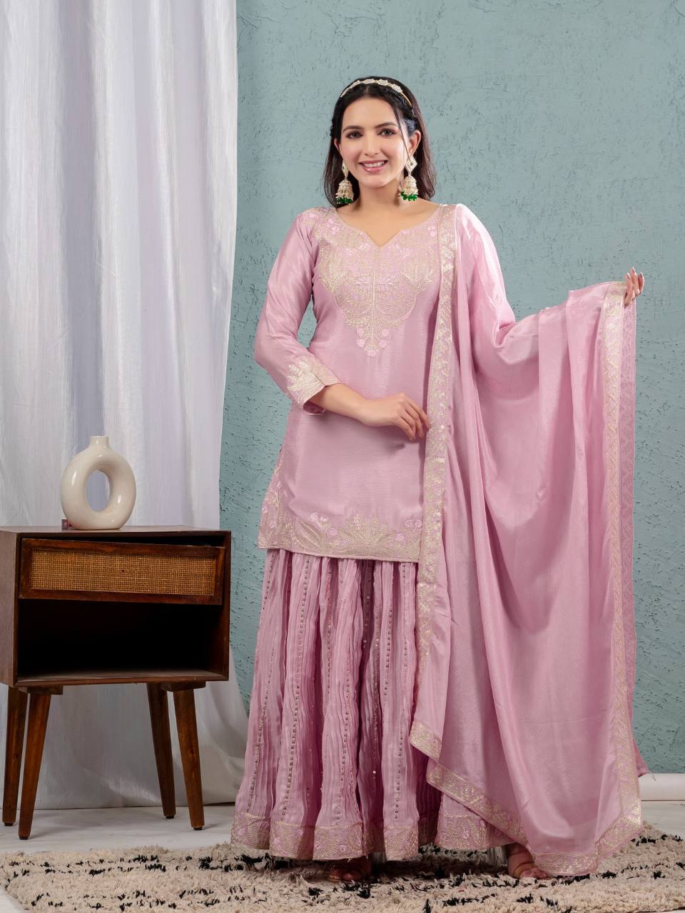 Party wear heavy Top,Sarara & Dupatta