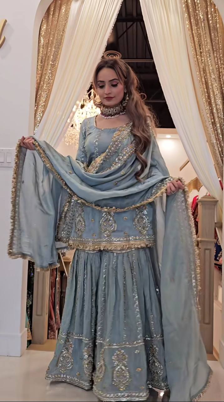 Outdoor Heavy Top,Sarara & Dupatta