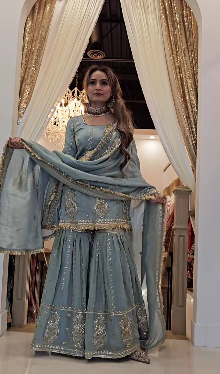 Outdoor Heavy Top,Sarara & Dupatta