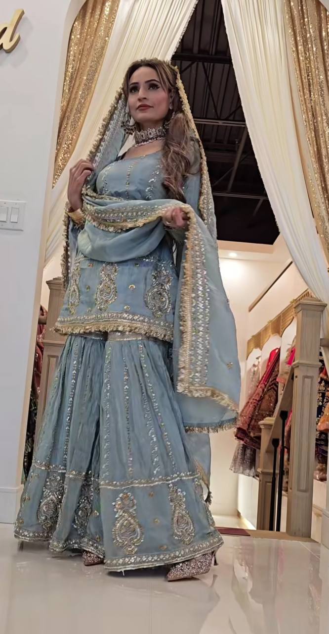 Outdoor Heavy Top,Sarara & Dupatta