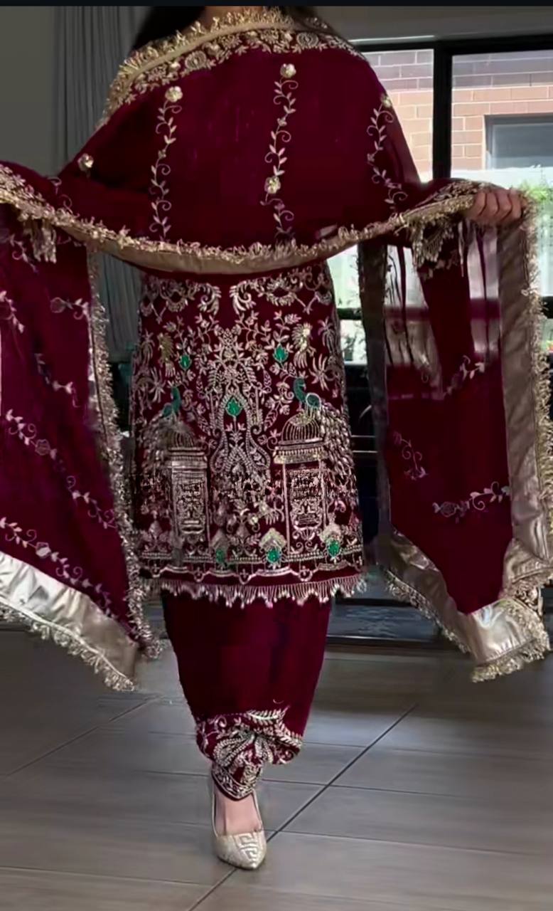 Party Wear Look Top,Dhoti Salwar and Dupatta