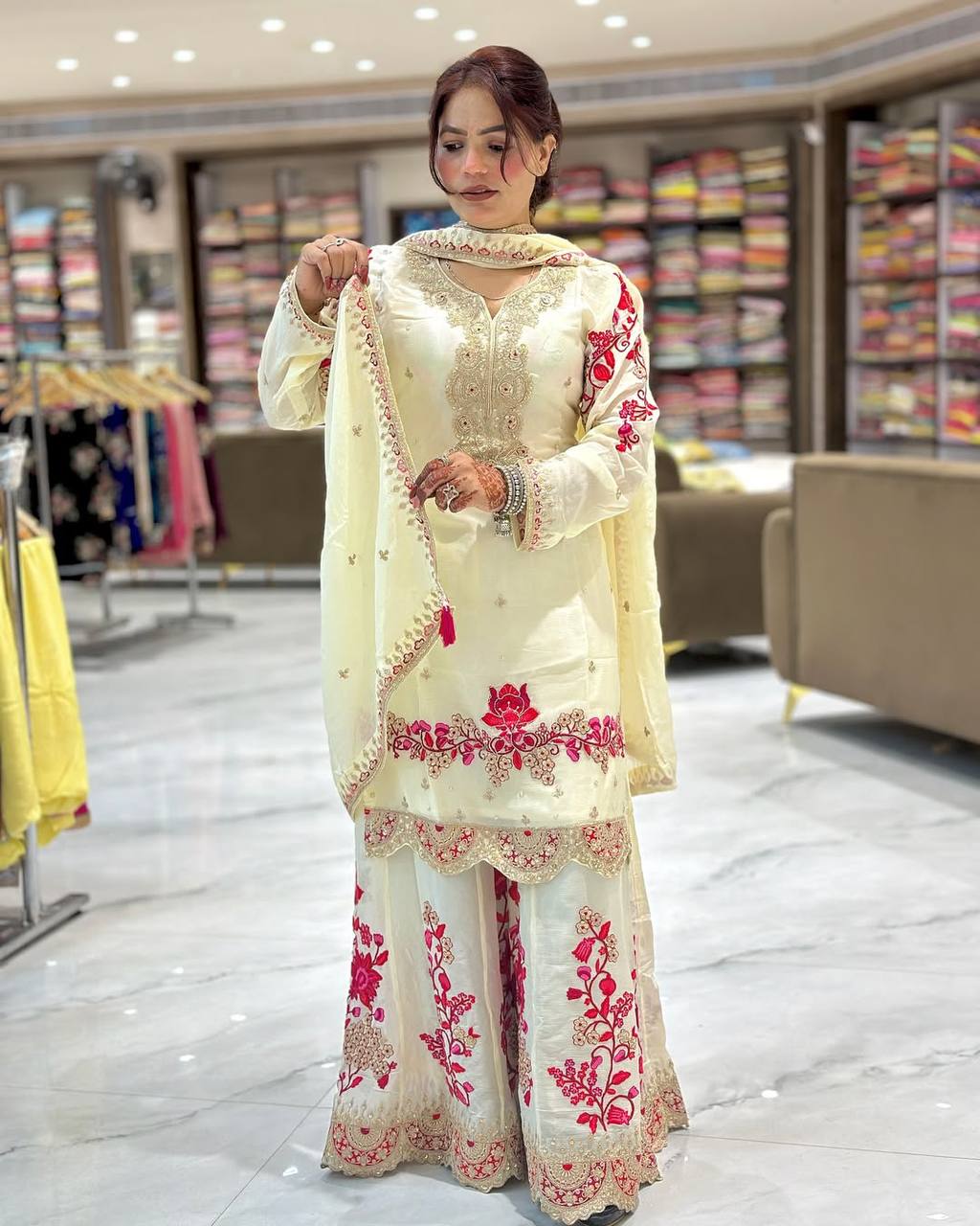 Party Wear Top,Sarara & Dupatta