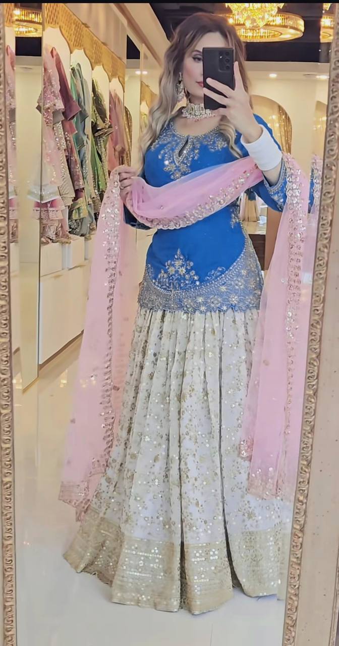 Fancy Designer Lehenga Set in Heavy Chinon Silk