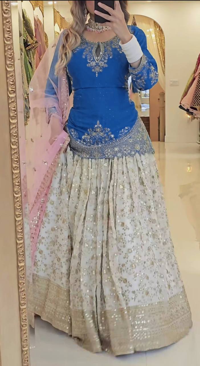 Fancy Designer Lehenga Set in Heavy Chinon Silk