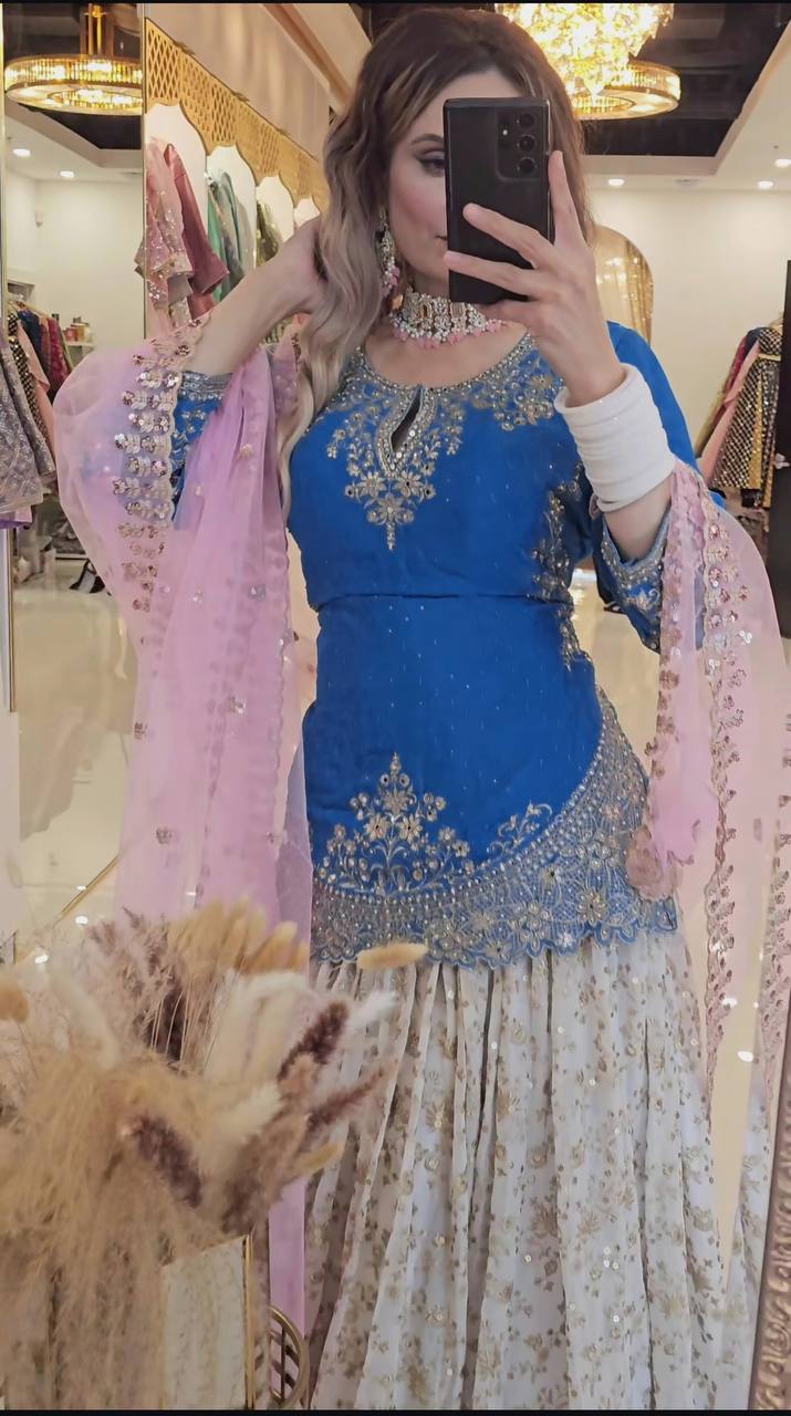 Fancy Designer Lehenga Set in Heavy Chinon Silk