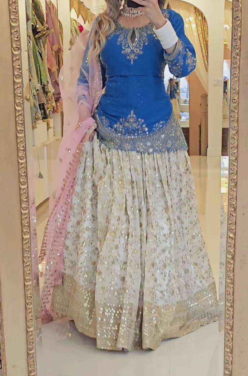 Fancy Designer Lehenga Set in Heavy Chinon Silk
