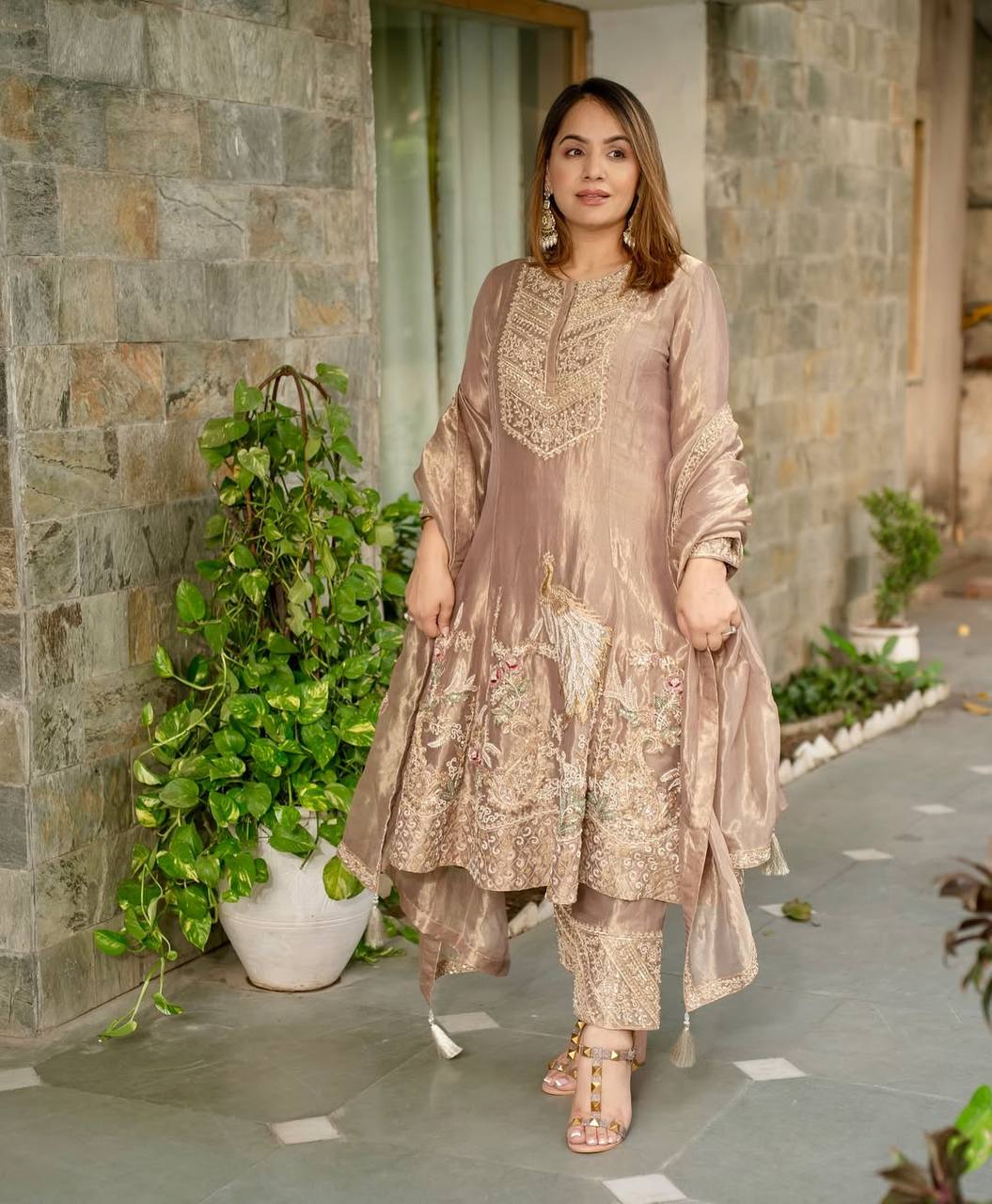 Kurti with Silk Heavy Embroidery Sequence Work