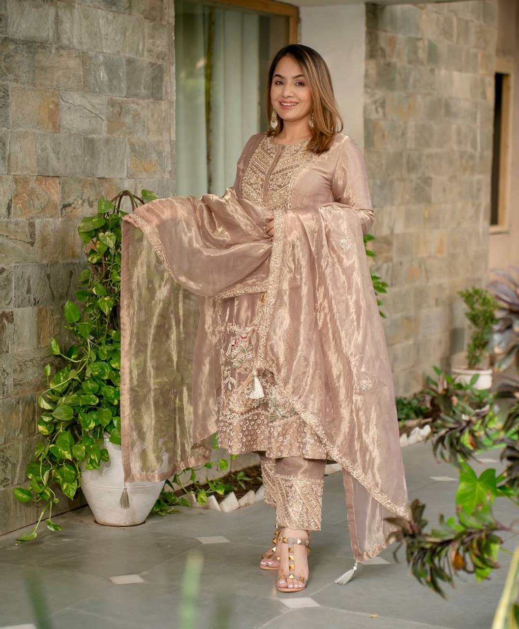 Kurti with Silk Heavy Embroidery Sequence Work