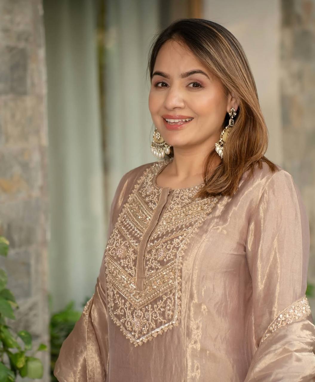 Kurti with Silk Heavy Embroidery Sequence Work