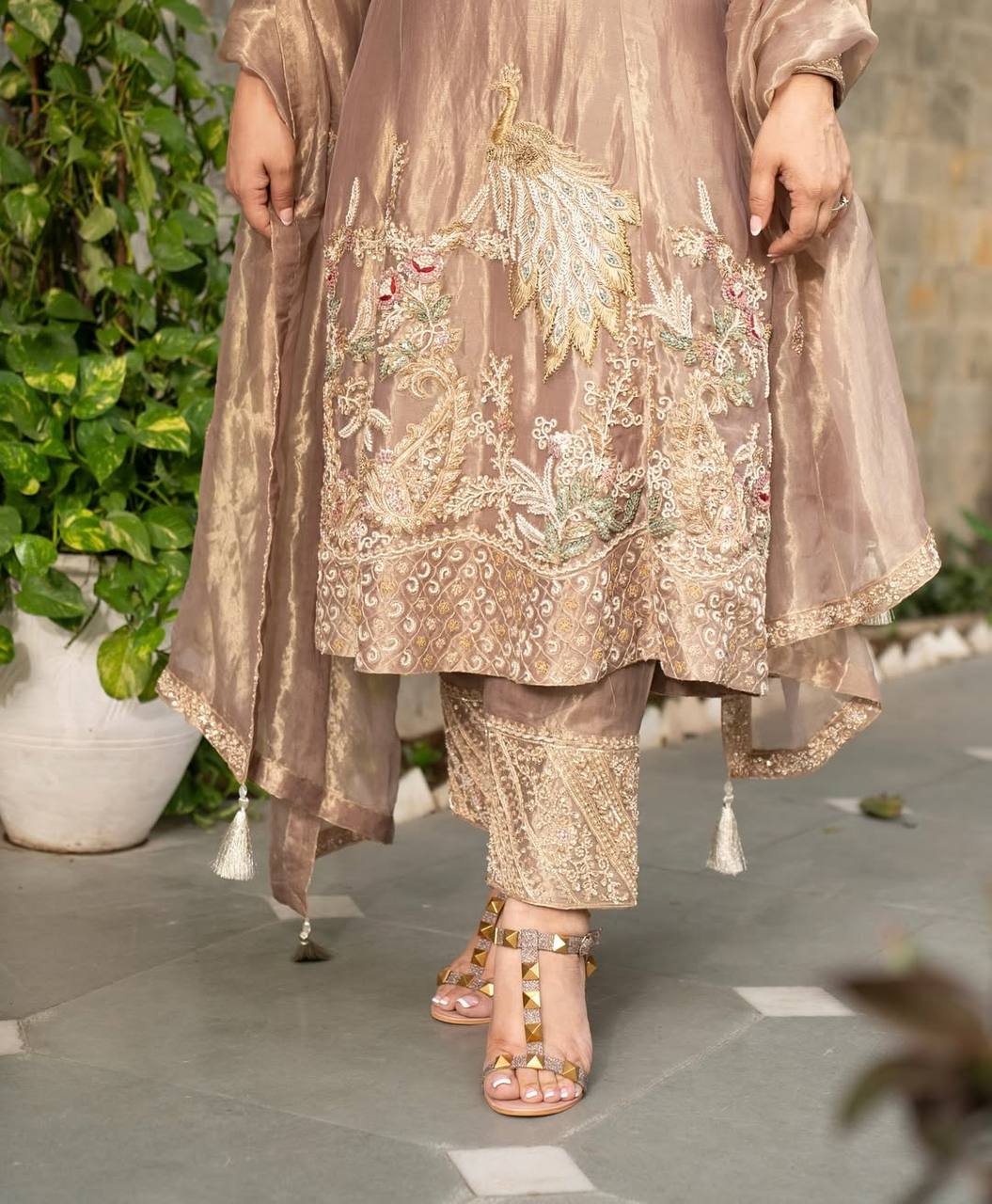 Kurti with Silk Heavy Embroidery Sequence Work
