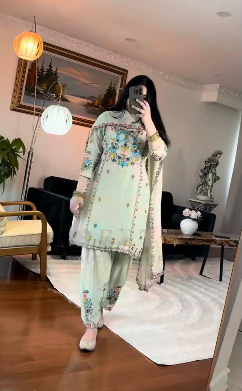 Party Wear Look Top, Dhoti Salwar and Dupatta