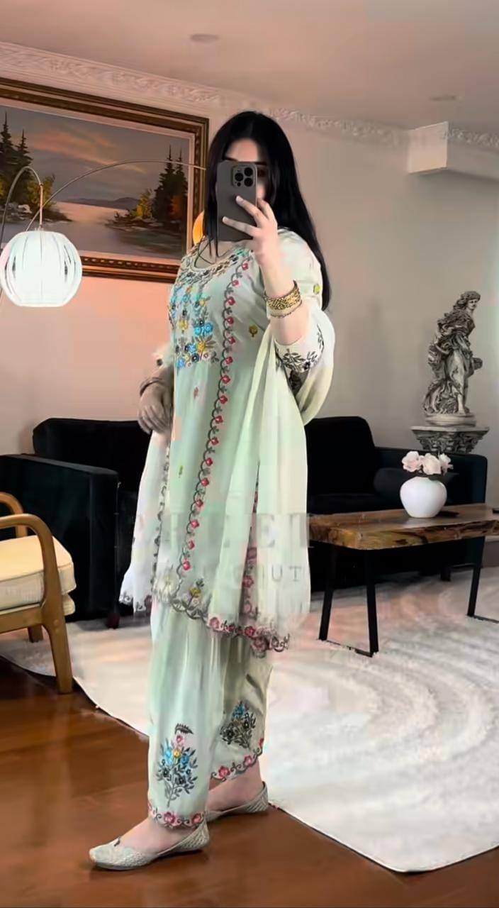 Party Wear Look Top, Dhoti Salwar and Dupatta