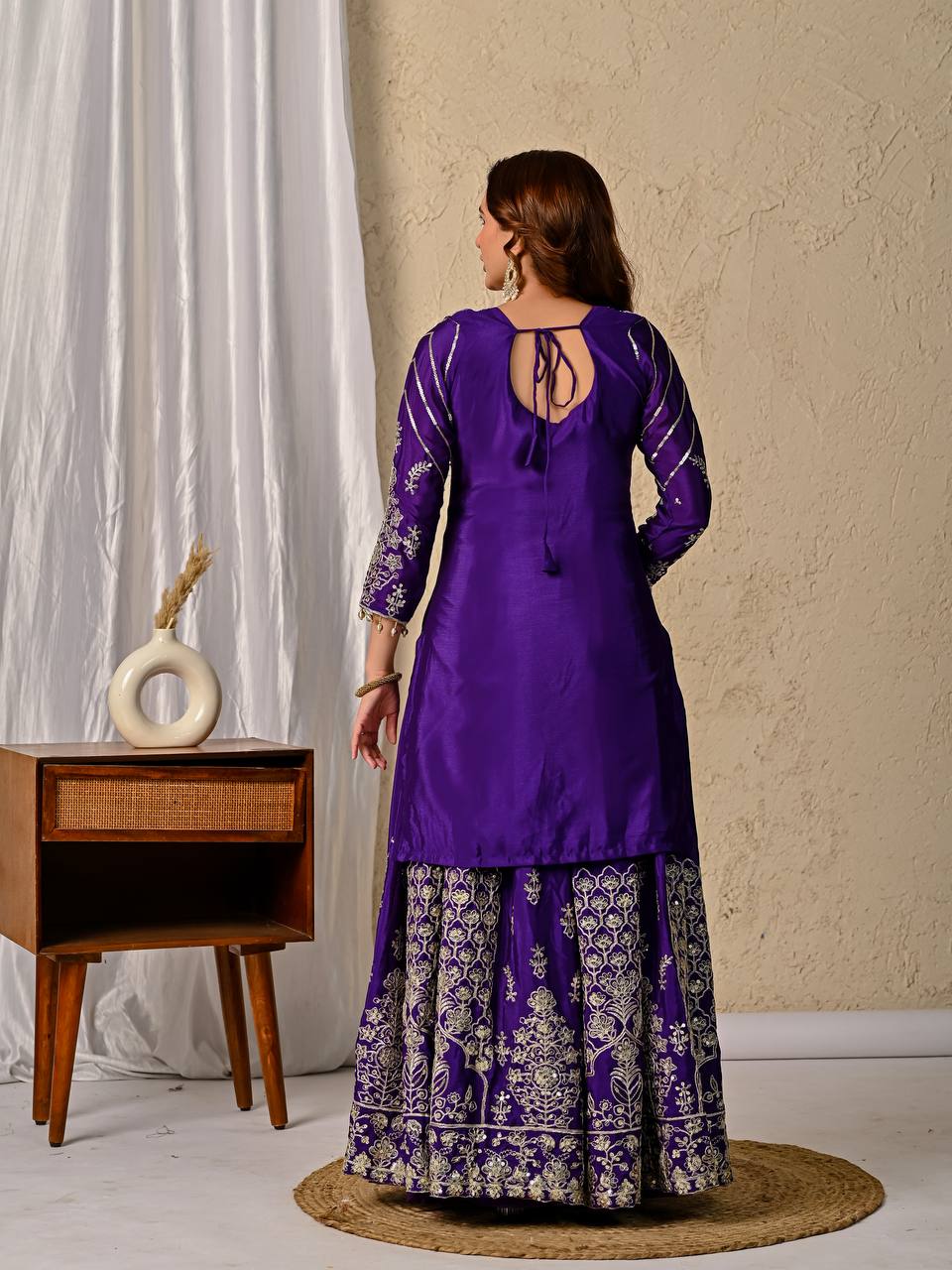 Heavy chinnon silk  with 5mm Sequence work