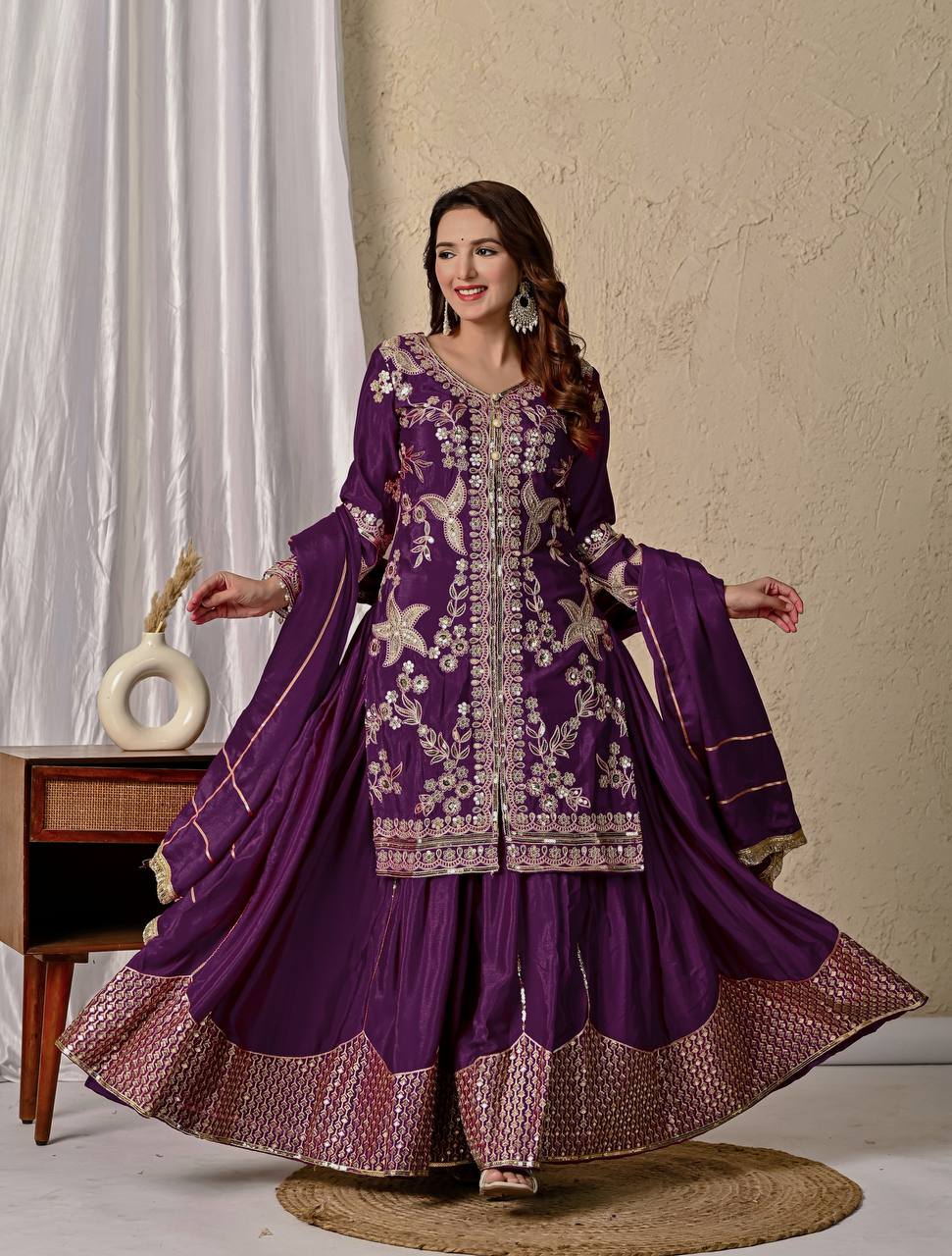 Party Wear Look Top Sharara and Dupatta