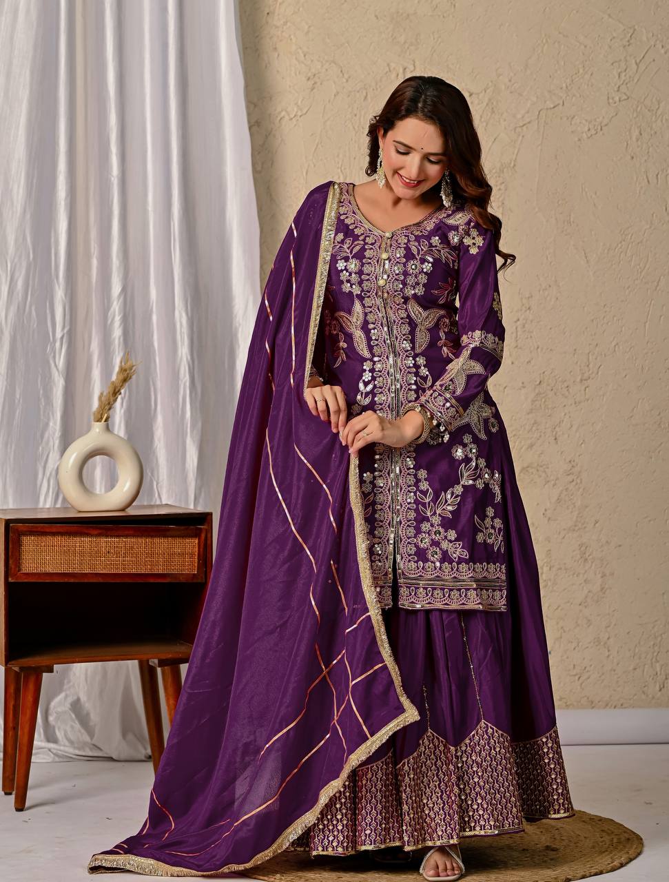 Party Wear Look Top Sharara and Dupatta