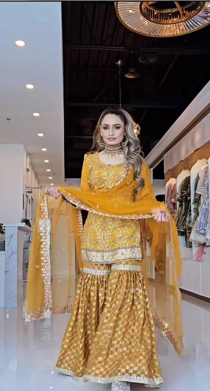 Party Wear Look Top Sharara Plazzo &nbsp;and Dupatta