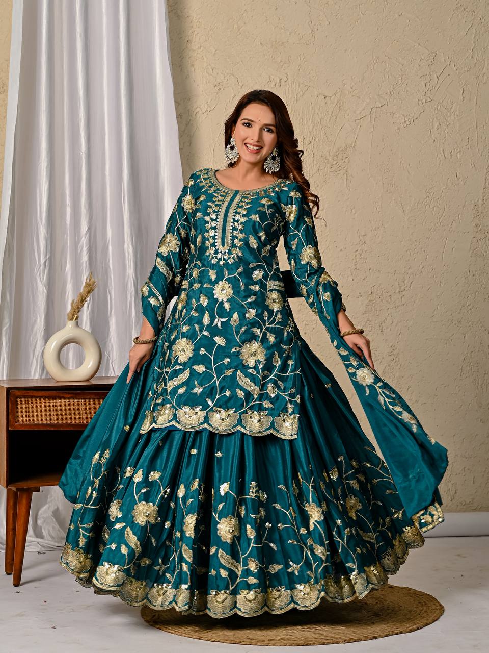 Party Wear Look Top Lehenga and Dupatta