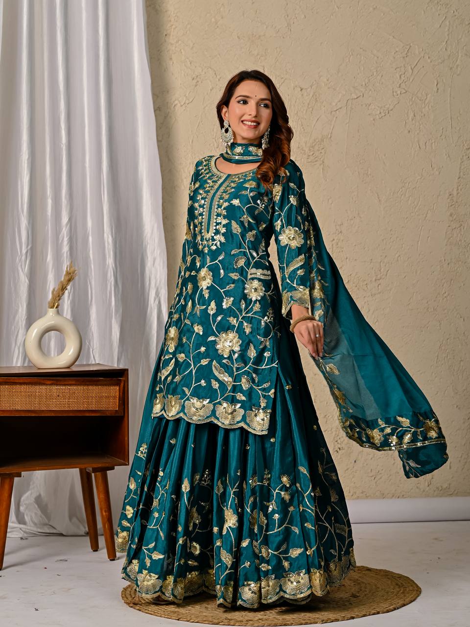 Party Wear Look Top Lehenga and Dupatta