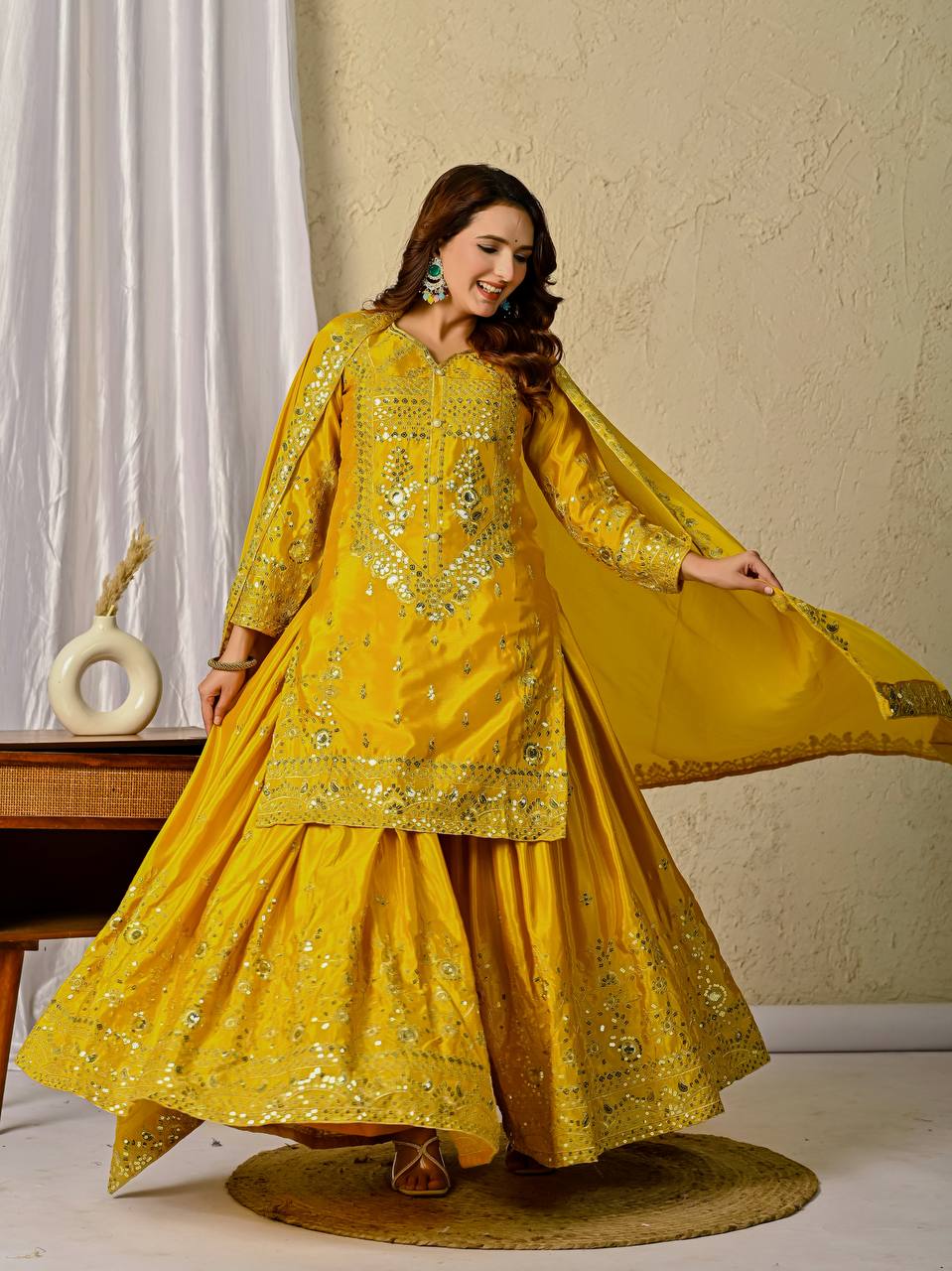 Party Wear Top, Sharara Plazzo &nbsp;and Dupatta.
