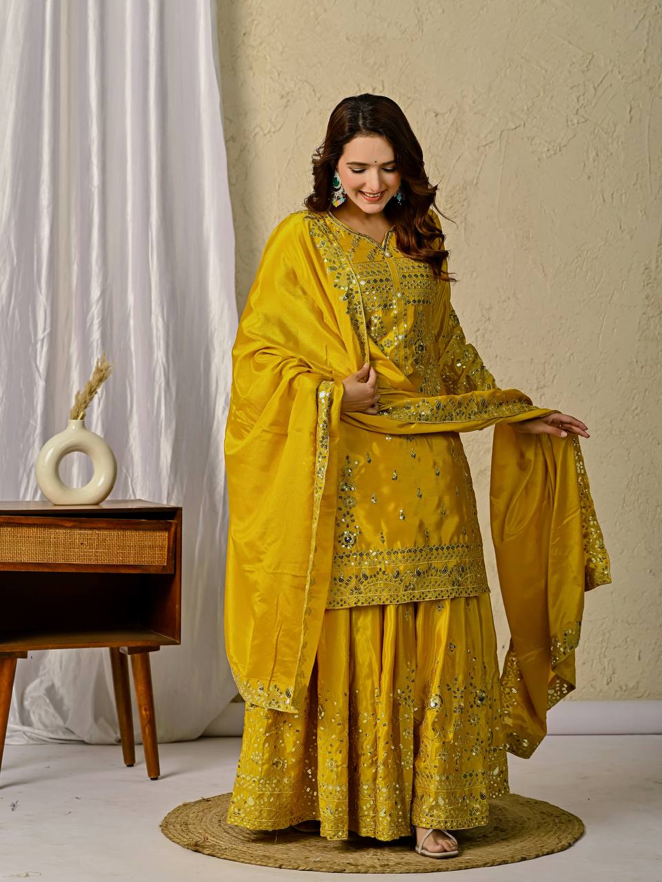 Party Wear Top, Sharara Plazzo &nbsp;and Dupatta.