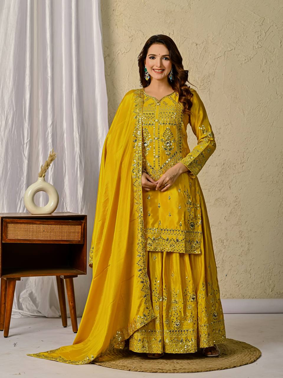 Party Wear Top, Sharara Plazzo &nbsp;and Dupatta.