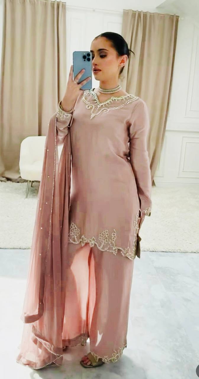Party Wear Look top with farshi salwar