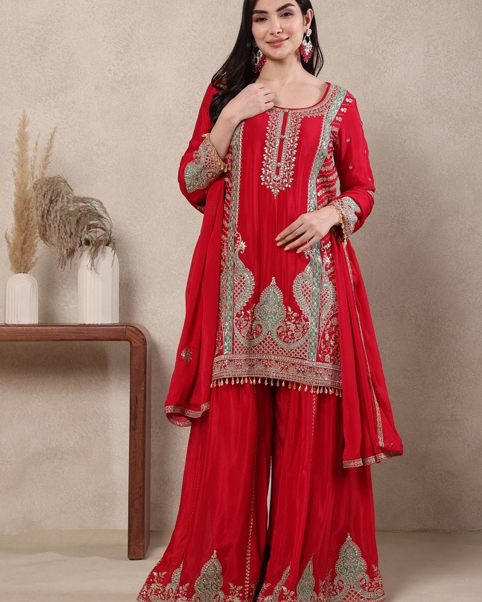 Heavy Chinnon Silk Material With 5mm Sequence