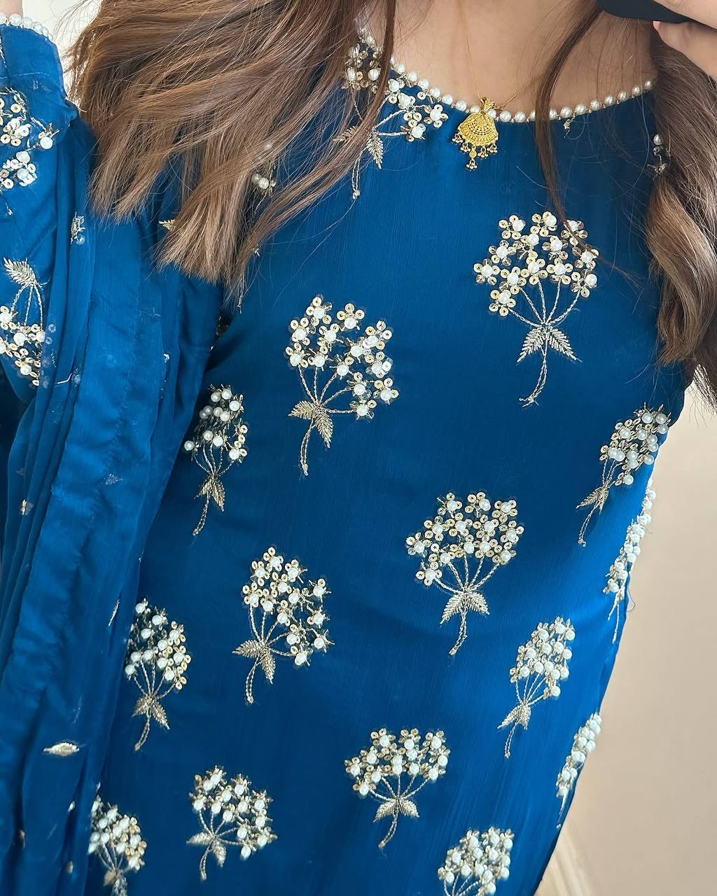 Heavy Kurties with Heavy Embroidery 5mm Sequence Work With Moti Latkan Work Less.